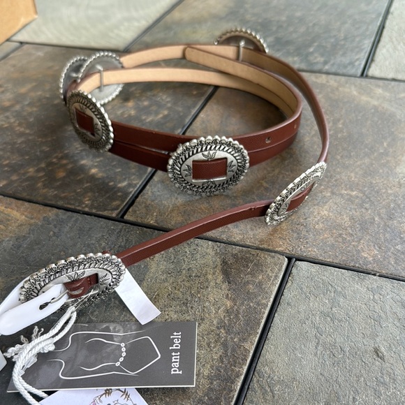Haute Hippie Accessories - Haute Hippie Silver and Brown Belt with Metal Studs